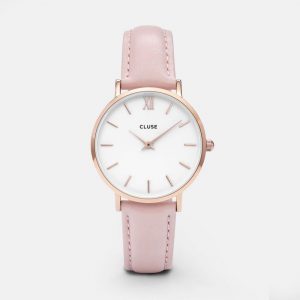 montre cluse minuit rose gold white pink cl30001